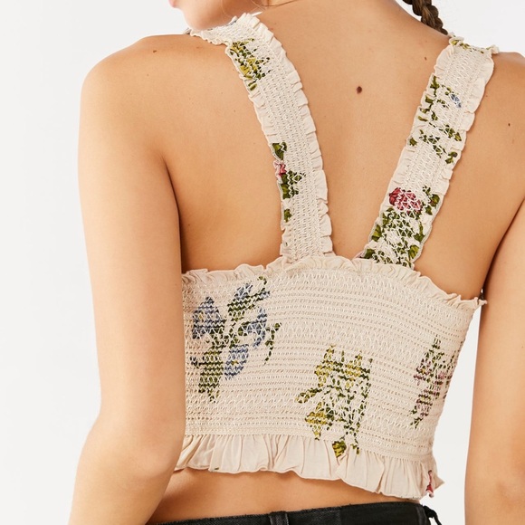 UO Out From Under Smocked Crop Top - Picture 2 of 6